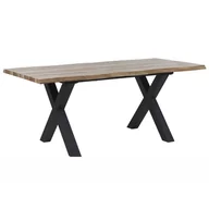 Ławy i stoliki kawowe - Beliani Stół do jadalni rozkładany 140/180 x 90 cm ciemne drewno z czarnym BRO - miniaturka - grafika 1