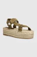Sandały damskie - Pepe Jeans sandały zamszowe PLS90660 damskie kolor zielony na platformie TRACY RESORT - miniaturka - grafika 1