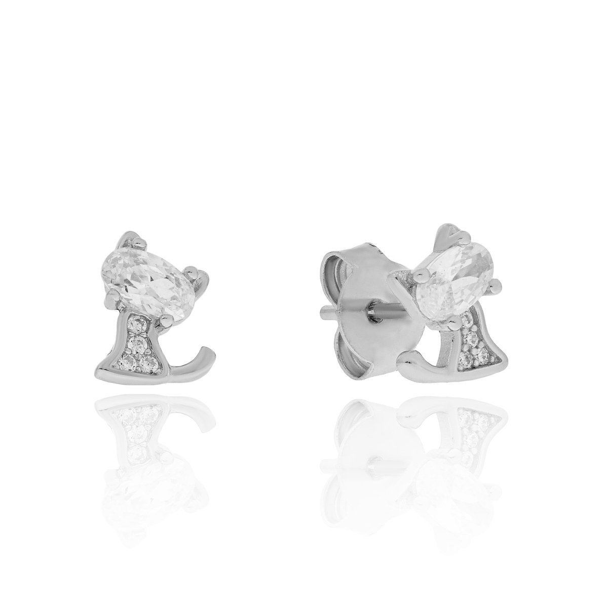 Srebrne kolczyki kotki z cyrkoniami sztyfty pr. 925