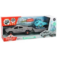 Samoloty i helikoptery - Samochód do montażu z przyczepą i helikopterem - zabawka - miniaturka - grafika 1