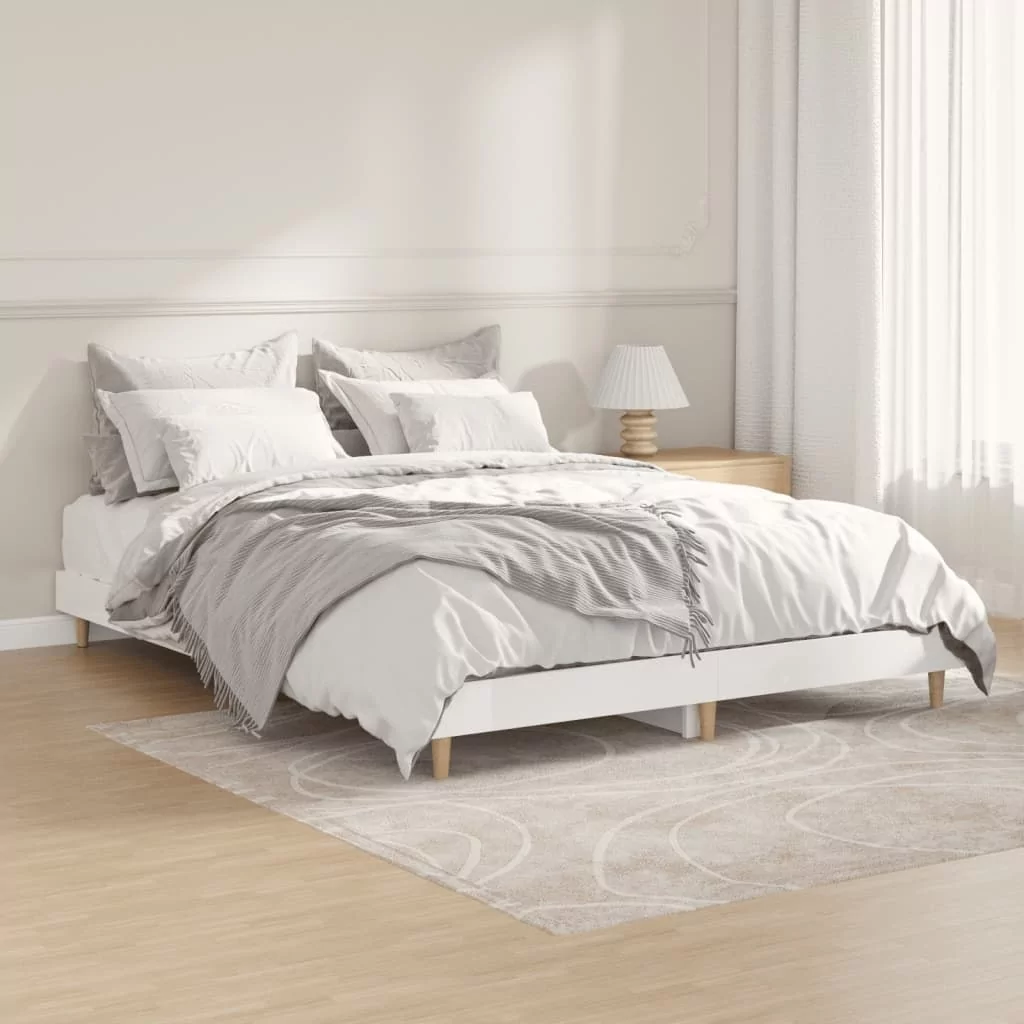 Rama łóżka, biała, połysk, 140x190 cm, materiał drewnopochodny Lumarko!