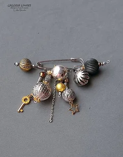 Broszka w stylu boho handmade na agrafie niezwykła, miły prezent dla niej - Broszki - miniaturka - grafika 1