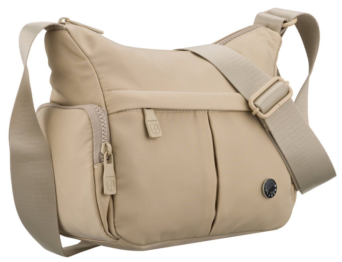 Mała torebka damska PETERSON listonoszka na ramię crossbody sportowa lekka modna beżowa