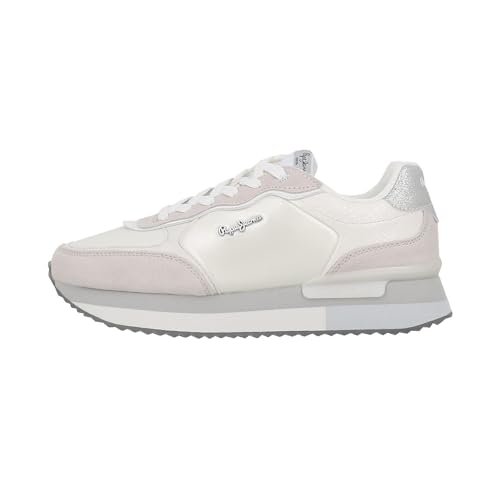 Pepe Jeans Damskie trampki RUSPER SHINE, białe (białe), rozmiar 38, biały, 5 UK