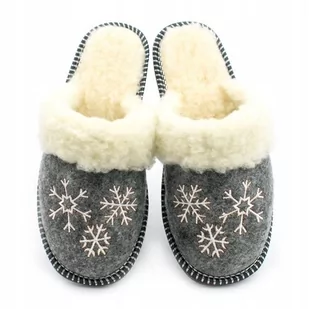 NOWO, Ocieplane kapcie śnieżynki pantofle dla pań, rozmiar 41 - Kapcie damskie - miniaturka - grafika 1