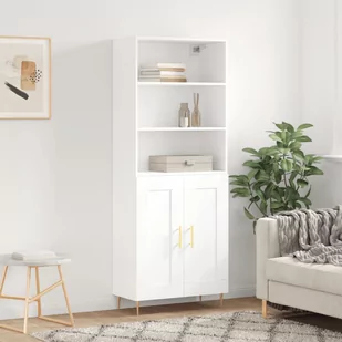 vidaXL Witrynka, biała, 69,5x34x180 cm, materiał drewnopochodny - Szafki nocne - miniaturka - grafika 1