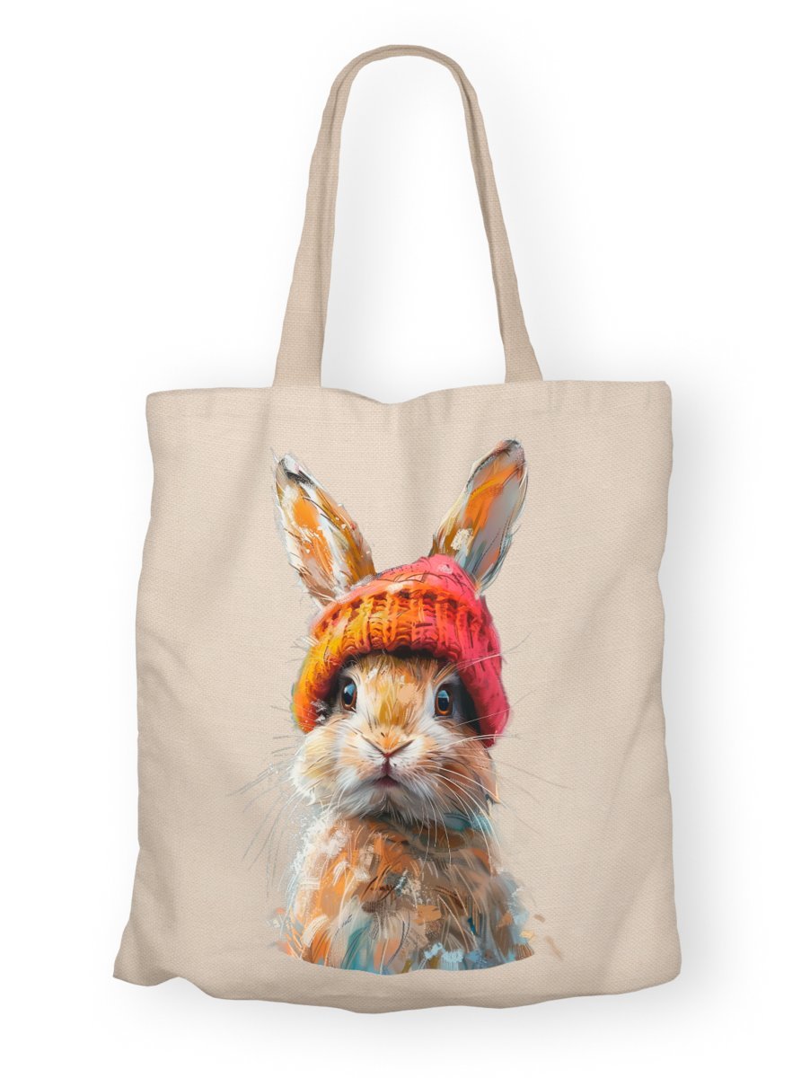 Torba bawełniana z nadrukiem królik w czapce