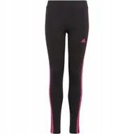 Legginsy - Legginsy dla dzieci adidas Essentials 3-Stripes Cotton Tights czarno-różowe - miniaturka - grafika 1