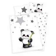 Pościel dla dzieci - Herding Pościel bawełniana 100x135 Panda gwiazdki białą szara do łóżeczka 2023 - miniaturka - grafika 1