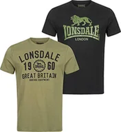 Koszulki męskie - Lonsdale Męski T-shirt Bangor Double Pack Czarny/oliwkowy 4XL 114064 - miniaturka - grafika 1