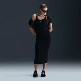 Damska przylegająca sukienka bez rękawów wdrobny prążek oskróconym kroju Nike Sportswear Chill Knit - Niebieski - Sukienki - miniaturka - grafika 1