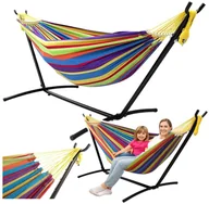 Hamaki - Hamak Ogrodowy Ze Stelażem Dwuosobowy Kolorowy 200x120 LEAN - miniaturka - grafika 1
