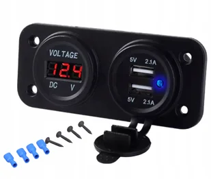 Gniazdo Zapalniczki 12V Usb 5V 2A Woltomierz Samochodowy Panel Auto PLS37B - Akcesoria motoryzacyjne - miniaturka - grafika 1