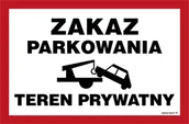 Tablice BHP - ND062 ZAKAZ PARKOWANIA TEREN PRYWATNY, PN - PŁYTA PCV 1MM; (200X133MM) - miniaturka - grafika 1