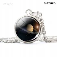 Wisiorki - Naszyjnik wisiorek saturn planeta kosmos uniwersum prezent Y2K streetwear - miniaturka - grafika 1