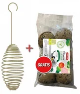 Karma dla ptaków - Zolux Zestaw Spirala Mała Na Kule Tłuszczowe Oliwkowa + Kule Tłuszczowe 6szt. - miniaturka - grafika 1