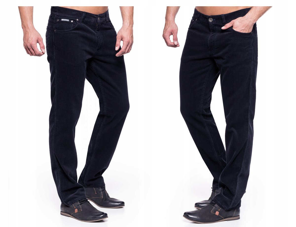 SPODNIE SZTRUKSOWE STANLEY JEANS 400/008 GRANATOWE 88CM L32