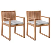 Fotele i krzesła ogrodowe - BELIANI Zestaw 2 krzeseł ogrodowych z poduszkami SASSARI PREMIUM Certyfikowane drewno akacjowe Szary melanż - miniaturka - grafika 1