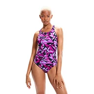 Stroje kąpielowe - Speedo Damski kostium kąpielowy Hyperboom Allover Medalista granatowy/fioletowy, True Navy/Berry/Miami Lilac, 38 - miniaturka - grafika 1