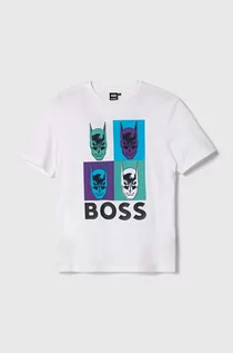 Koszulki dla chłopców - BOSS t-shirt dziecięcy kolor biały z nadrukiem - Boss - grafika 1