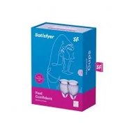 Czyszczenie zabawek erotycznych - satisfyer (ge) Feel Confident Menstrual Cup Set Lila - miniaturka - grafika 1