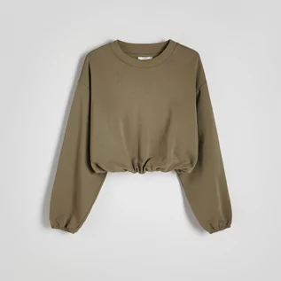 Bluzy damskie - Reserved - Bawełniana bluza oversize - Khaki - grafika 1