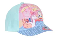 Czapki damskie - Turkusowa czapka z daszkiem dla dziewczynki Świnka Peppa, zebra Zoe i koza Gabriela - miniaturka - grafika 1