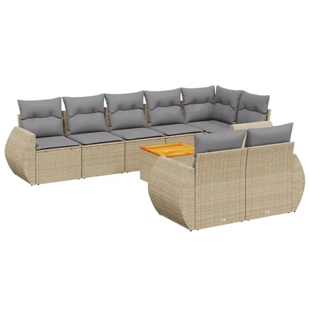 Zestaw mebli ogrodowych modułowych beżowy z poduszkami, rattan PE, 62 x 6