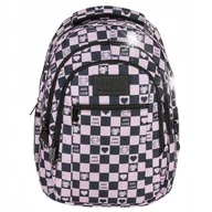 Plecaki szkolne i tornistry - Plecak szkolny BackUP Axolot Heart dla dziewczynki szachownica różowa O15 - miniaturka - grafika 1