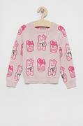 Swetry damskie - Guess Sweter dziecięcy kolor różowy ciepły - miniaturka - grafika 1