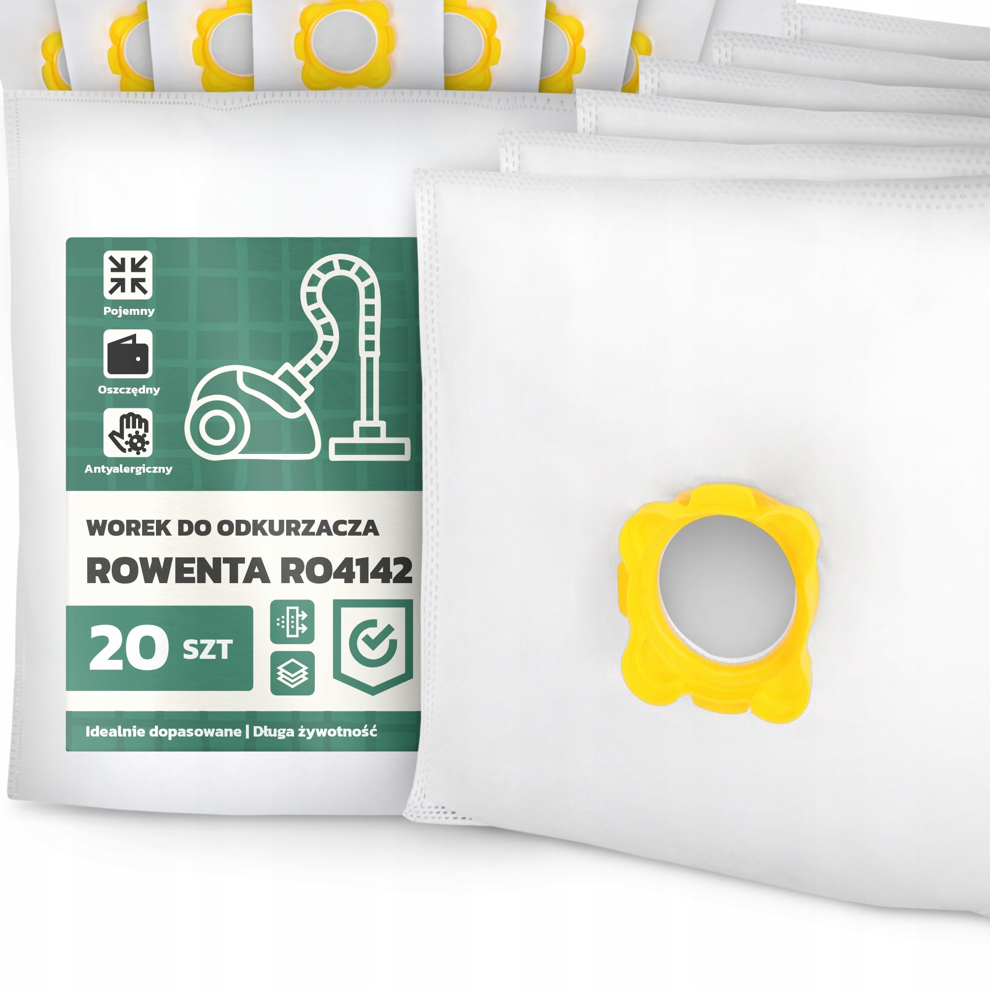 20x Worek do Odkurzacza Rowenta RO4142 Syntetyczny Mikrowłókna Duży Work G9