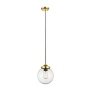 Lampy sufitowe - Zuma Line LAMPA wisząca RIANO P0454-01D-F7AC szklana OPRAWA kula ZWIS loftowy ball złoty czarny przezroczysty P0454-01D-F7AC - miniaturka - grafika 1