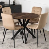 Stoły - Stół Okrągły LAUREN 90 cm Dąb Rustykalny/Czarny Loft Nowoczesny - miniaturka - grafika 1