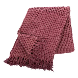 Jasnobordowy bawełniany koc Tiseco Home Studio Waffle, 130x170 cm - Koce - miniaturka - grafika 1