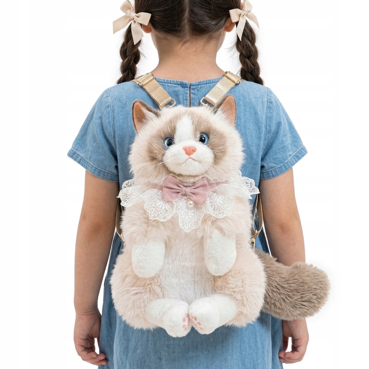 Plecak Maskotka KOTEK dla dziewczynki 45cm Pluszowy Torebka 3D Regulacja