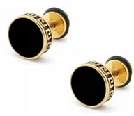 Kolczyki - Tunel Kolczyki do Uszu Kółko Wzór Grecki Stal Punk Gothic - miniaturka - grafika 1