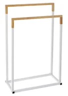 Wieszaki łazienkowe - Biały podwójny wieszak stojący na ręczniki - Piko 3X - miniaturka - grafika 1