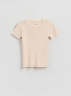 Reserved - Sweter z krótkim rękawem z wiskozą - pastelowy róż - Koszulki dla dziewczynek - miniaturka - grafika 1