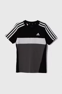 Koszulki dla dziewczynek - adidas t-shirt bawełniany dziecięcy kolor czarny wzorzysty - grafika 1