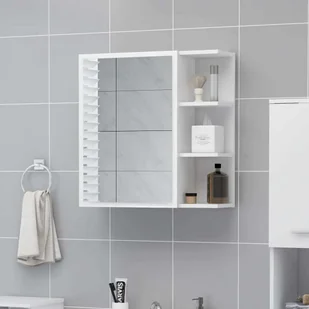 Szafka łazienkowa z lustrem biała 62,5x20,5x64 cm Materiał drewnopochodny - Szafki łazienkowe - miniaturka - grafika 1