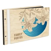 Albumy fotograficzne - Album Na Zdjęcia Wyklejany Liliowiec Z Pierwszą Stroną W Kolorze W Drewnianej Oprawie Z Czarnymi Kartami Z Grawerem - miniaturka - grafika 1