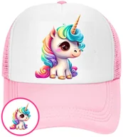Czapki i chusty sportowe męskie - CZAPKA Z DASZKIEM JEDNOROŻEC DLA DZIECI SIATKA RÓŻOWA BEJSBOLÓWKA - miniaturka - grafika 1