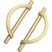 Zawiasy, okucia i inne akcesoria - 2 szt. uchwytów do szafek kuchennych w kolorze złotym ze śrubami, ze stopu cynku, do szuflad biurkowych, rozstaw otworów 128 mm - miniaturka - grafika 1