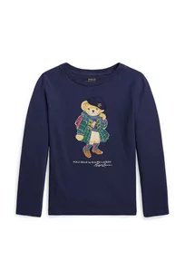 Polo Ralph Lauren longsleeve dziecięcy kolor granatowy - Bluzki dla dziewczynek - miniaturka - grafika 1