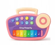Instrumenty muzyczne dla dzieci - RÓŻOWE PIANINKO ORGANKI W UCHWYTEM DŹWIĘK ZABAWKA GRAJĄCA WY1T01 - miniaturka - grafika 1