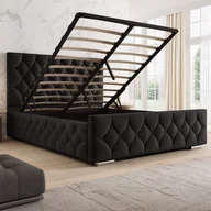 Łóżka - Łóżko z pojemnikiem 4319G | 180x200 | Welur | Czarny - miniaturka - grafika 1