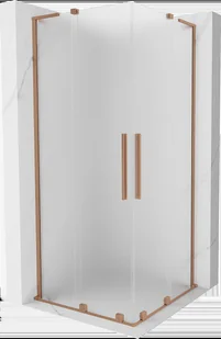 Mexen Velar L Duo kabina prysznicowa rozsuwana 80x80 cm, szron, miedź szczotkowana - 871-080-080-02-33-65 - Kabiny prysznicowe - miniaturka - grafika 1