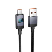 Kable USB - Kabel USB A do USB C Hoco 5A z wyświetlaczem 1 m X118 czarny - miniaturka - grafika 1