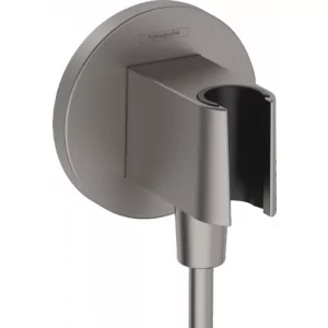 HANSGROHE 26888340 FixFit S przyłącze węża z uchwytem prysznicowym, czarny chrom szczotkowany - Akcesoria do armatury i ceramiki - miniaturka - grafika 1