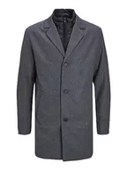 Płaszcze męskie - JACK & JONES Płaszcz męski, mieszanka wełny, szary melanż, L - miniaturka - grafika 1